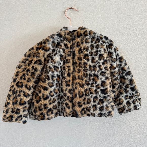 Baby GAP Girls’ Faux Fur Leopard Print Jacket - Size 2T - Picture 1 of 3